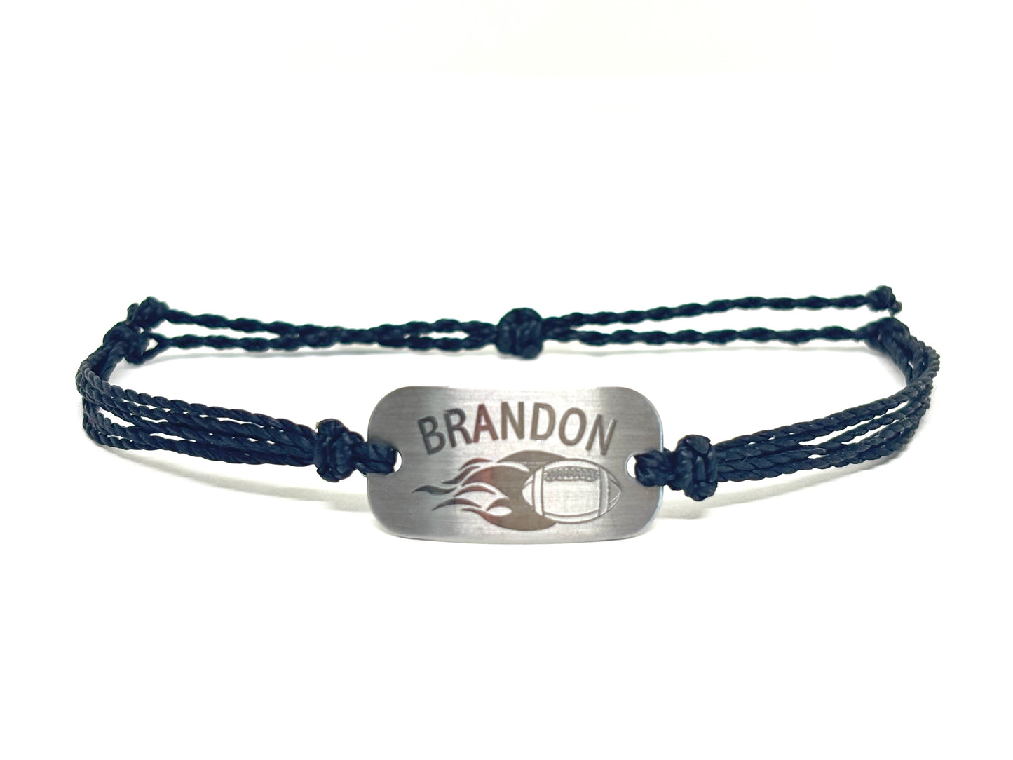 Personalized Flame Football Bracelet, waterproof and adjustable - AJ's Custom Jewelry