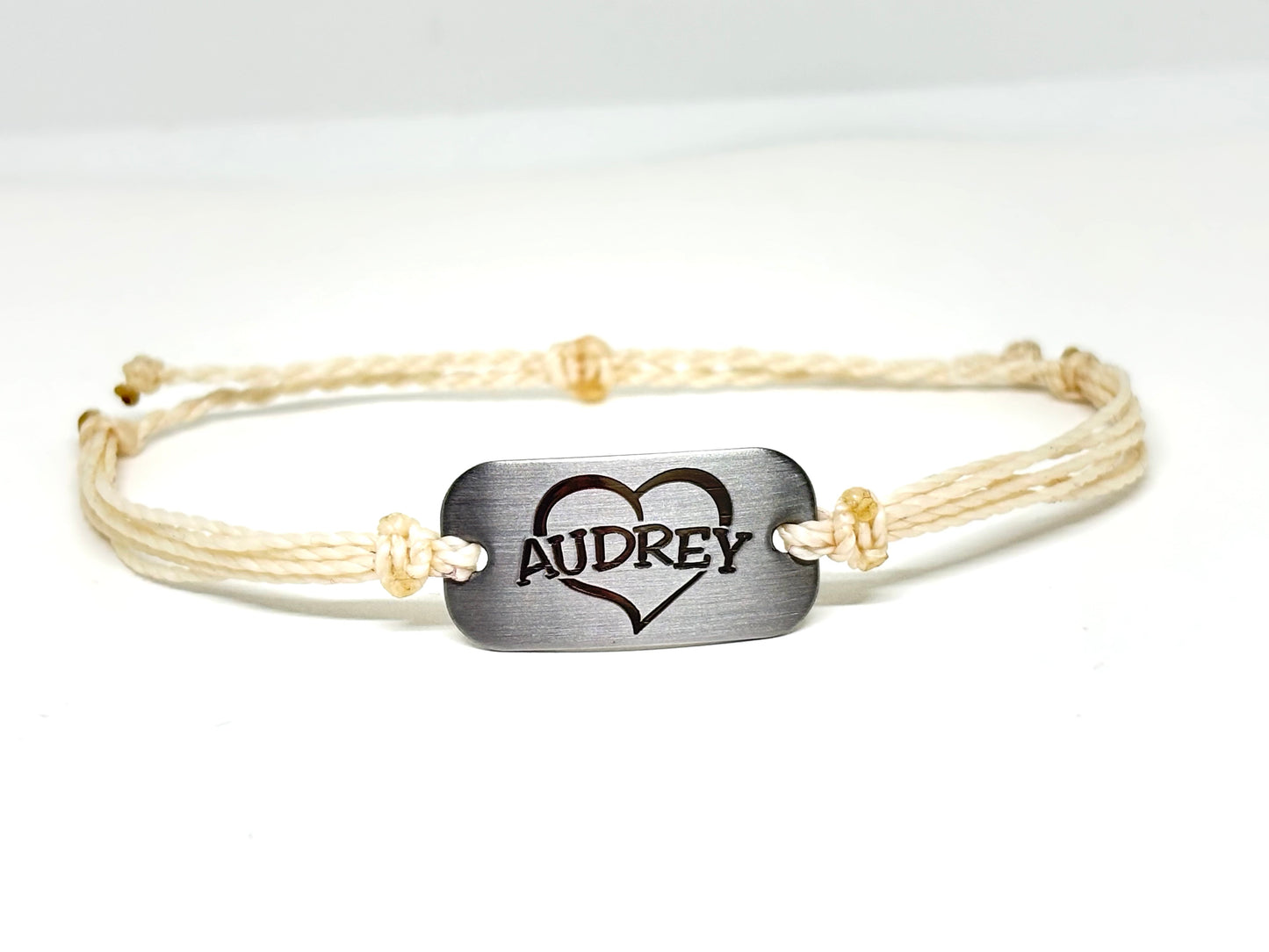 Heart with name bracelet, personalized waterproof heart bracelet, Valentine gift - AJ's Custom Jewelry