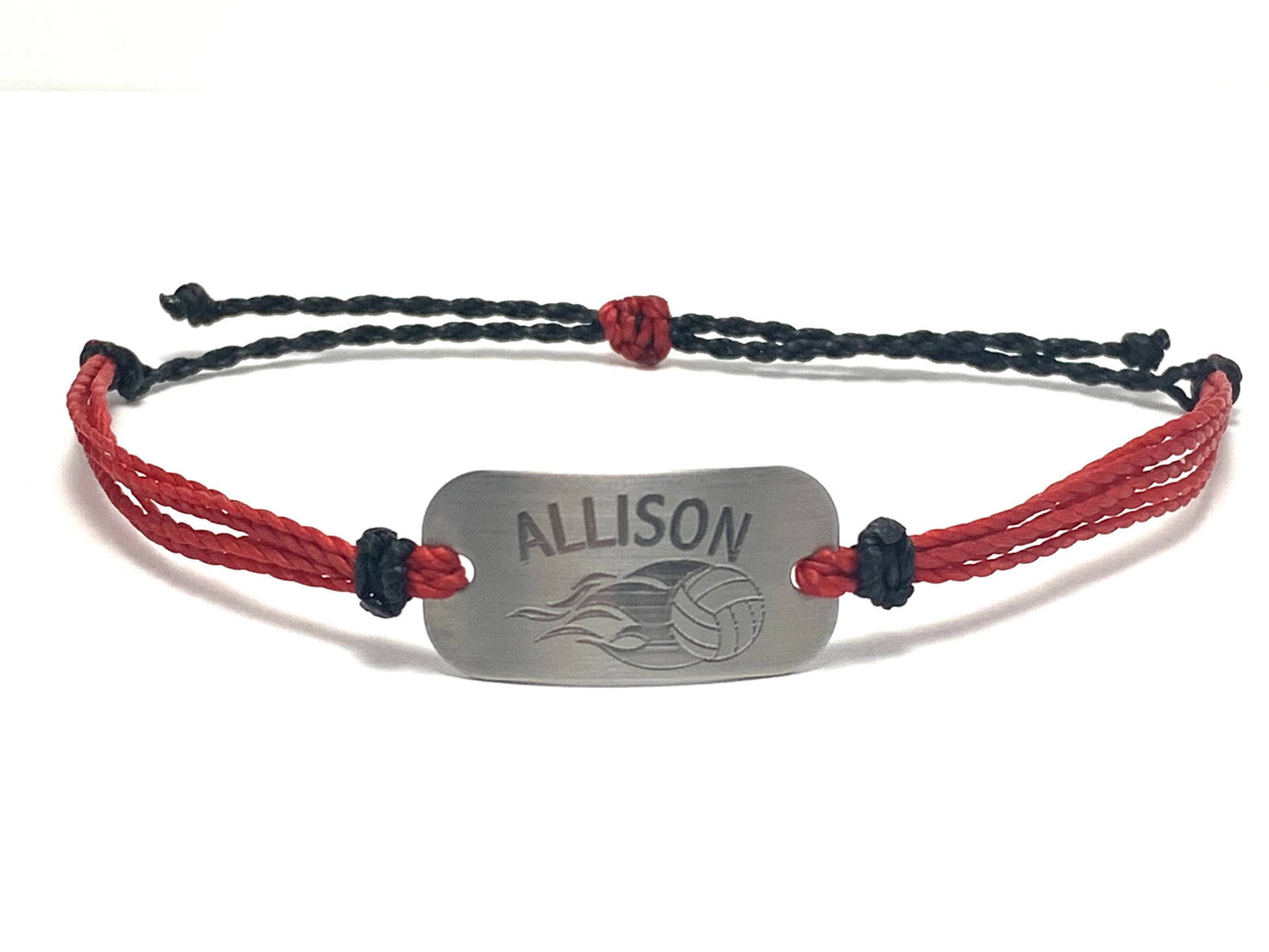 Personalized Waterproof Bracelet Red and Black - AJ's Custom Jewelry