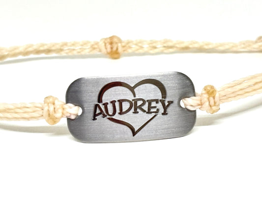 Heart with name bracelet, personalized waterproof heart bracelet, Valentine gift