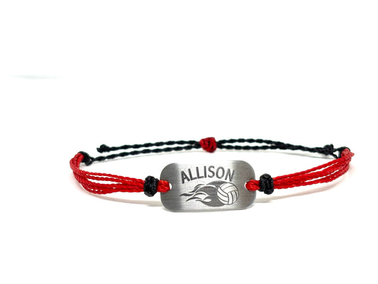 Personalized Flame Volleyball Bracelet