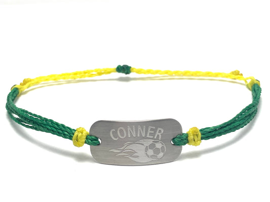 Personalized Waterproof Bracelet Green and Yellow - AJ's Custom Jewelry