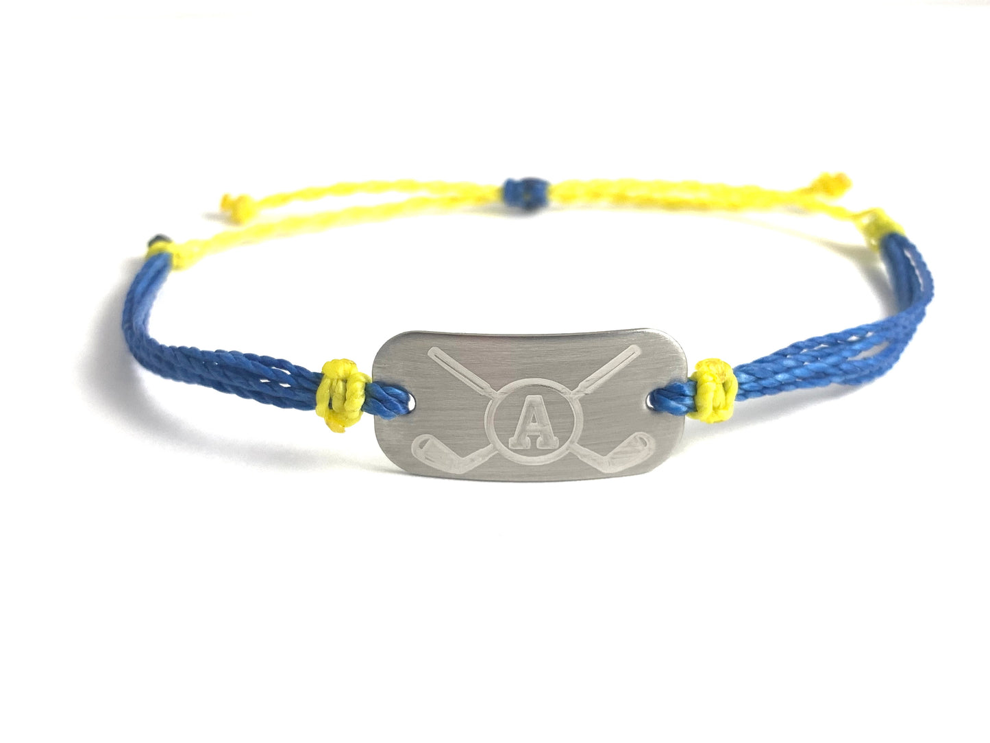 Personalized Waterproof Bracelet Blue and Yellow - AJ's Custom Jewelry