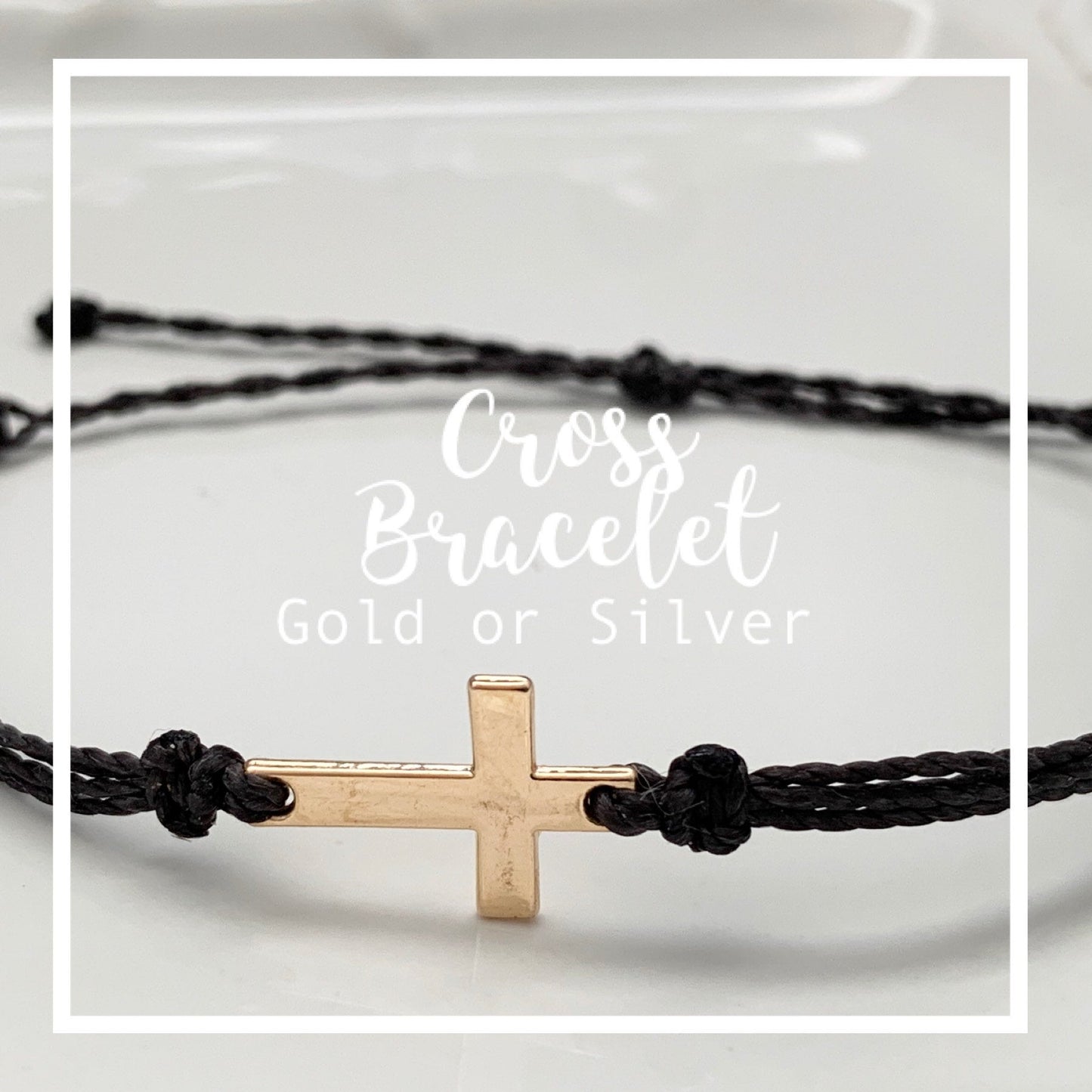 Cross bracelet, waterproof adjustable charm bracelet - AJ's Custom Jewelry