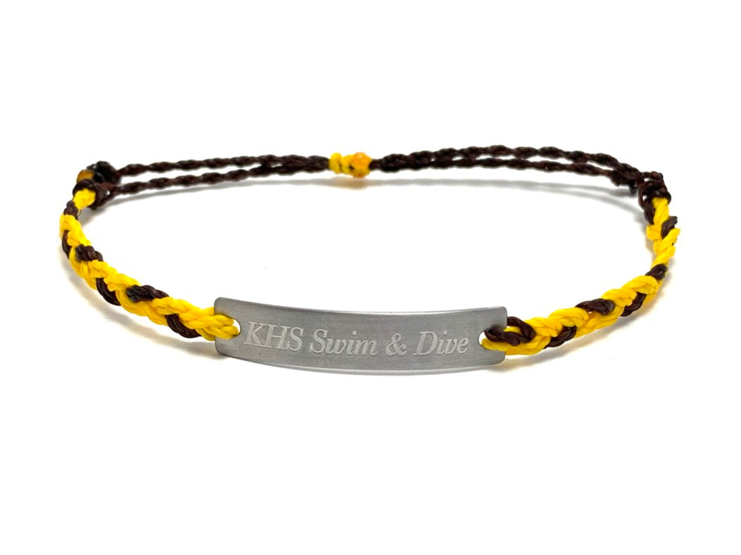 Personalized Waterproof adjustable braided bar bracelet, great team gifts! Sports gift, cheer gifts, swim team gift - AJ's Custom Jewelry